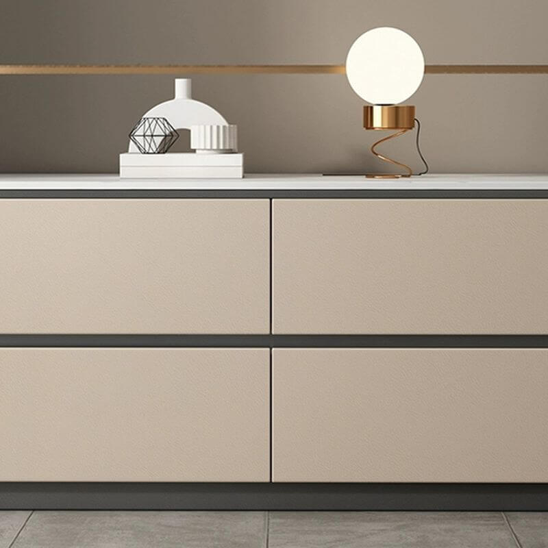 Modern Leather-Textured Drawer Nightstand with Stone Top Main Product Image