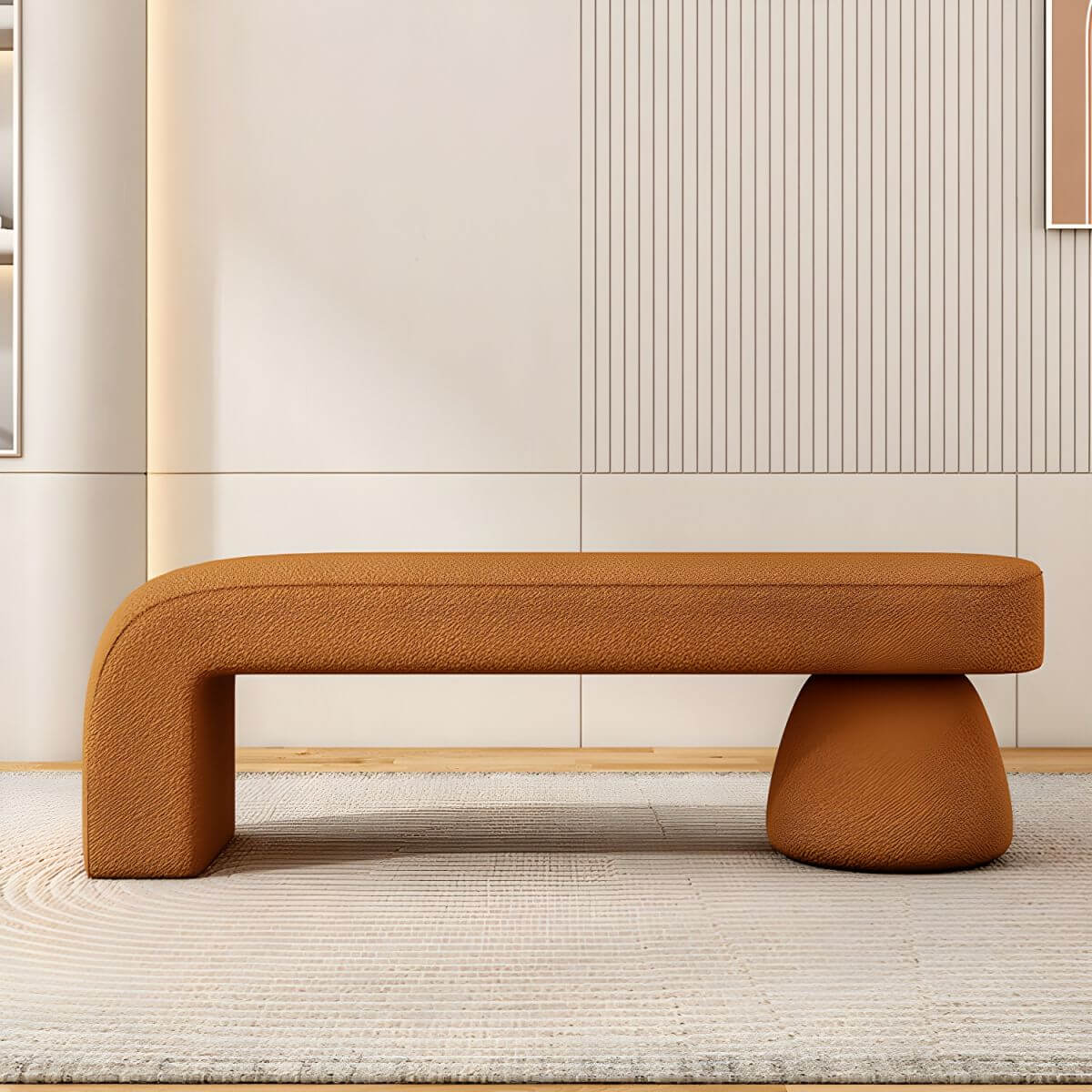 Modern Upholstered Bedroom Bench with Asymmetrical Dual Support Design Main Product Image