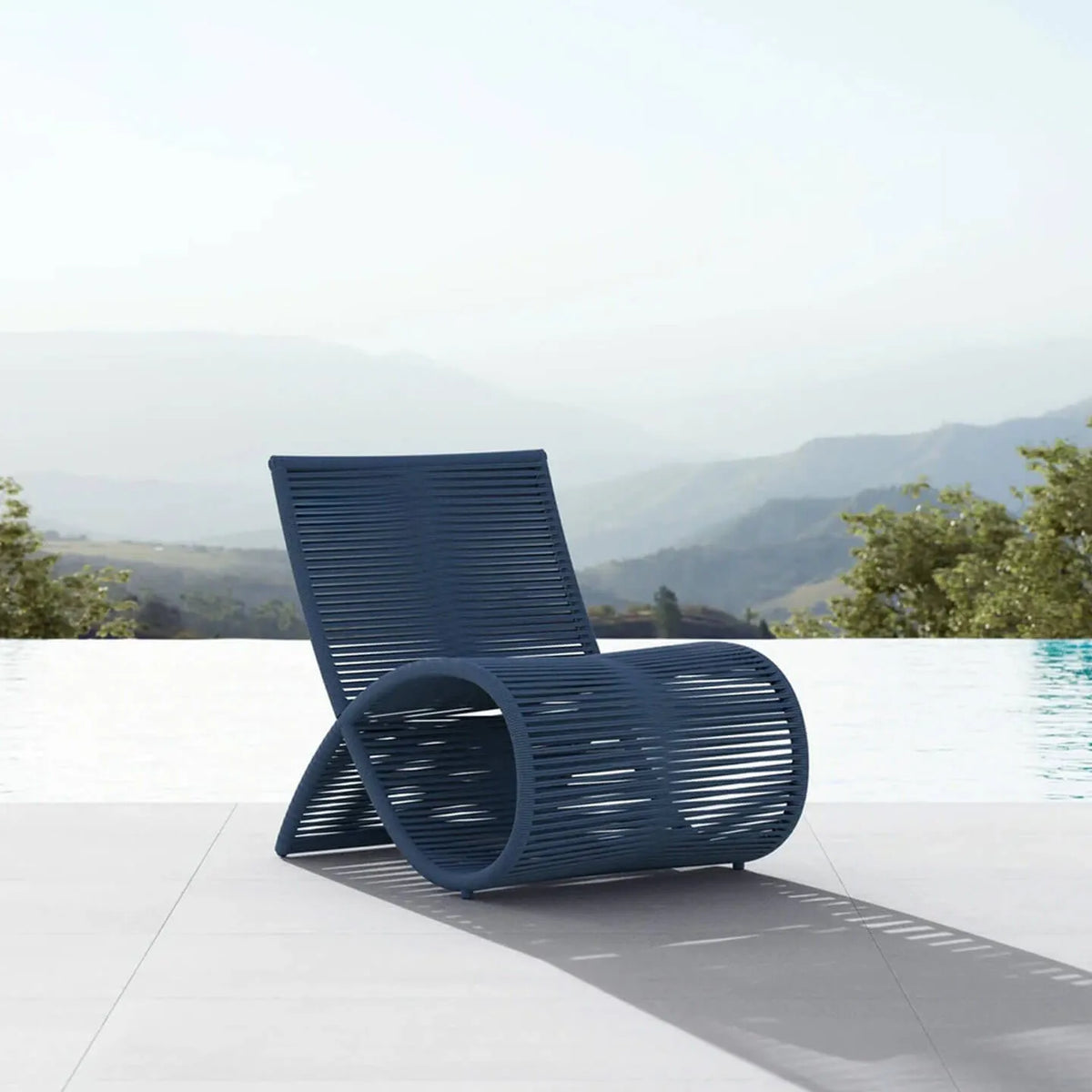 Sculptural Woven Outdoor Chair and Round Table Set, Nordic Patio Lounge Main Product Image