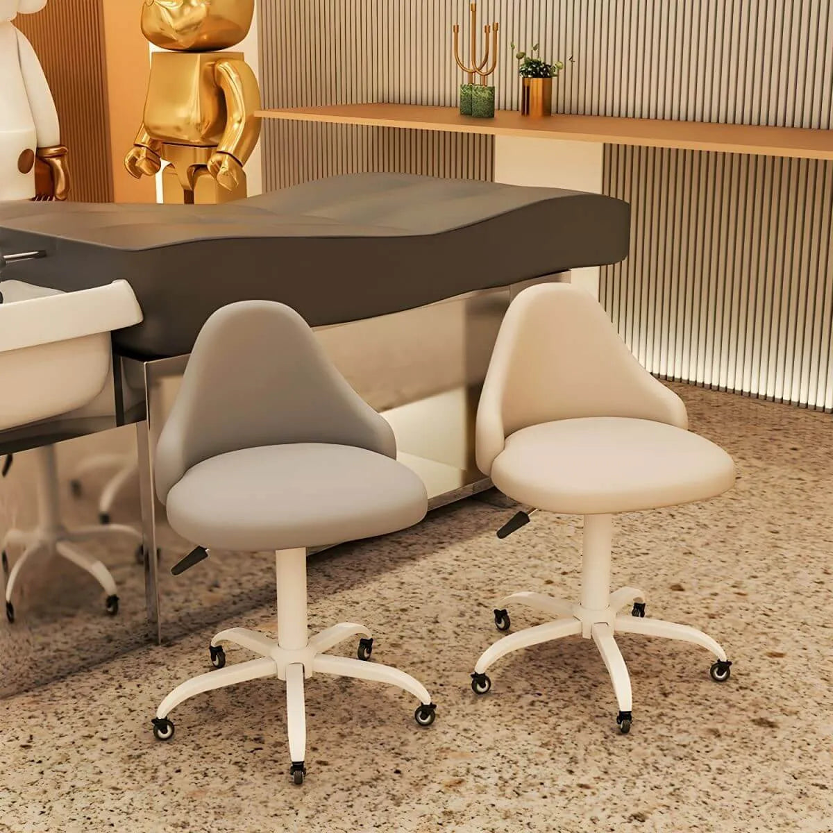 Swivel Leather Styling Chair with Adjustable Height and 5-Wheel Base Main Product Image