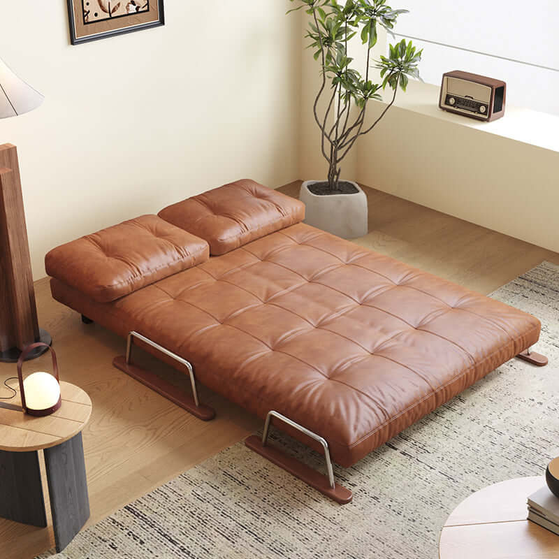 Cocochairs Foldable Sofa Bed in Caramel Eco-Leather – 4-in-1 Convertible Chair, Chaise & Bed