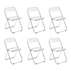 Scandinavian style dining chair with silver metal legs and plastic acrylic seat