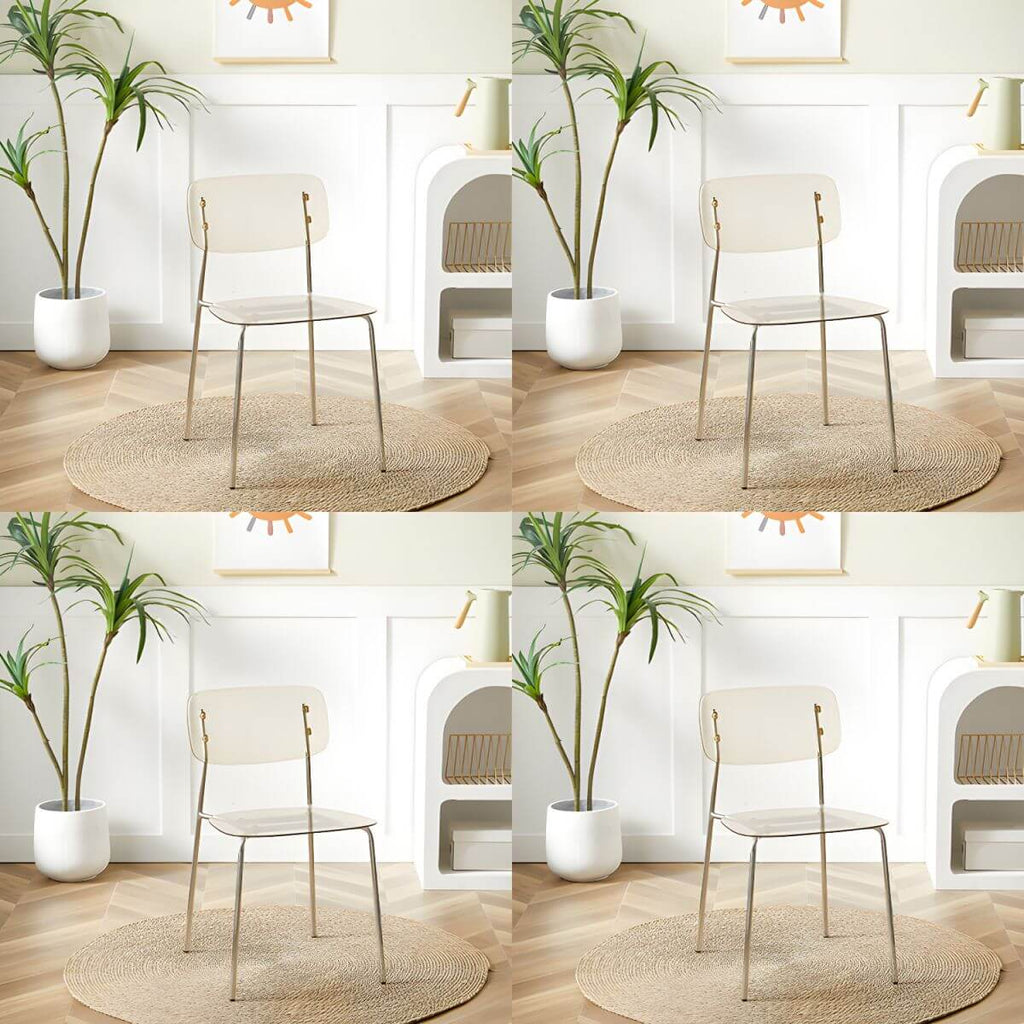 Transparent acrylic dining chair with modern design, perfect for living room and kitchen seating
