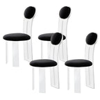 Contemporary upholstered dining chair with clear acrylic frame for kitchen seating