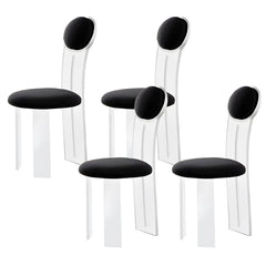 Contemporary Upholstered Dining Chair with Acrylic Frame for Kitchen Dining Chairs