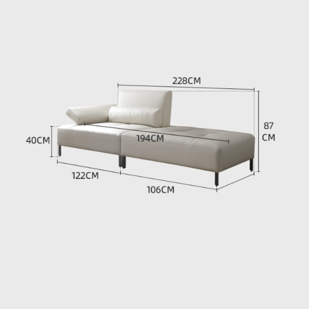 Cream white ergonomic sofa with transformable comfort and contemporary design