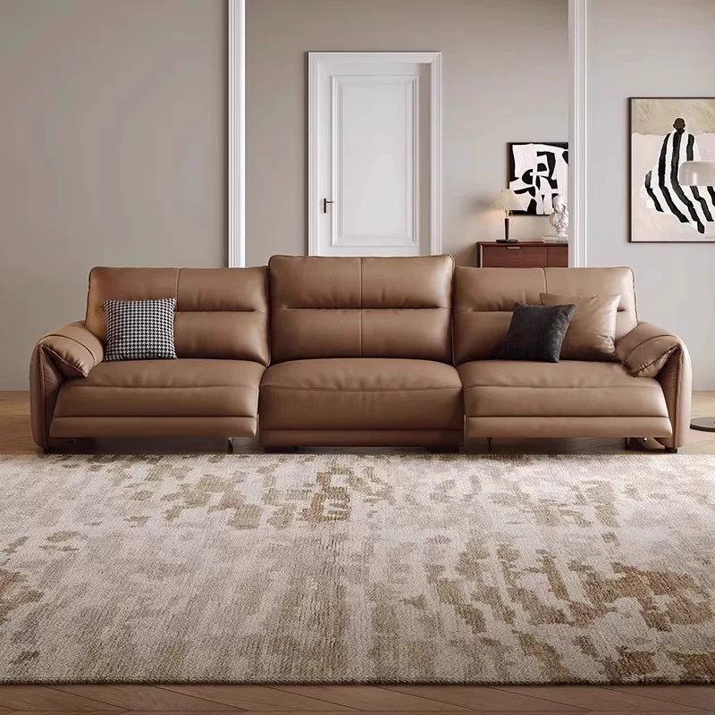 Canapé de sol sophistiqué couleur sable biscuit avec support dissimulé pour salon