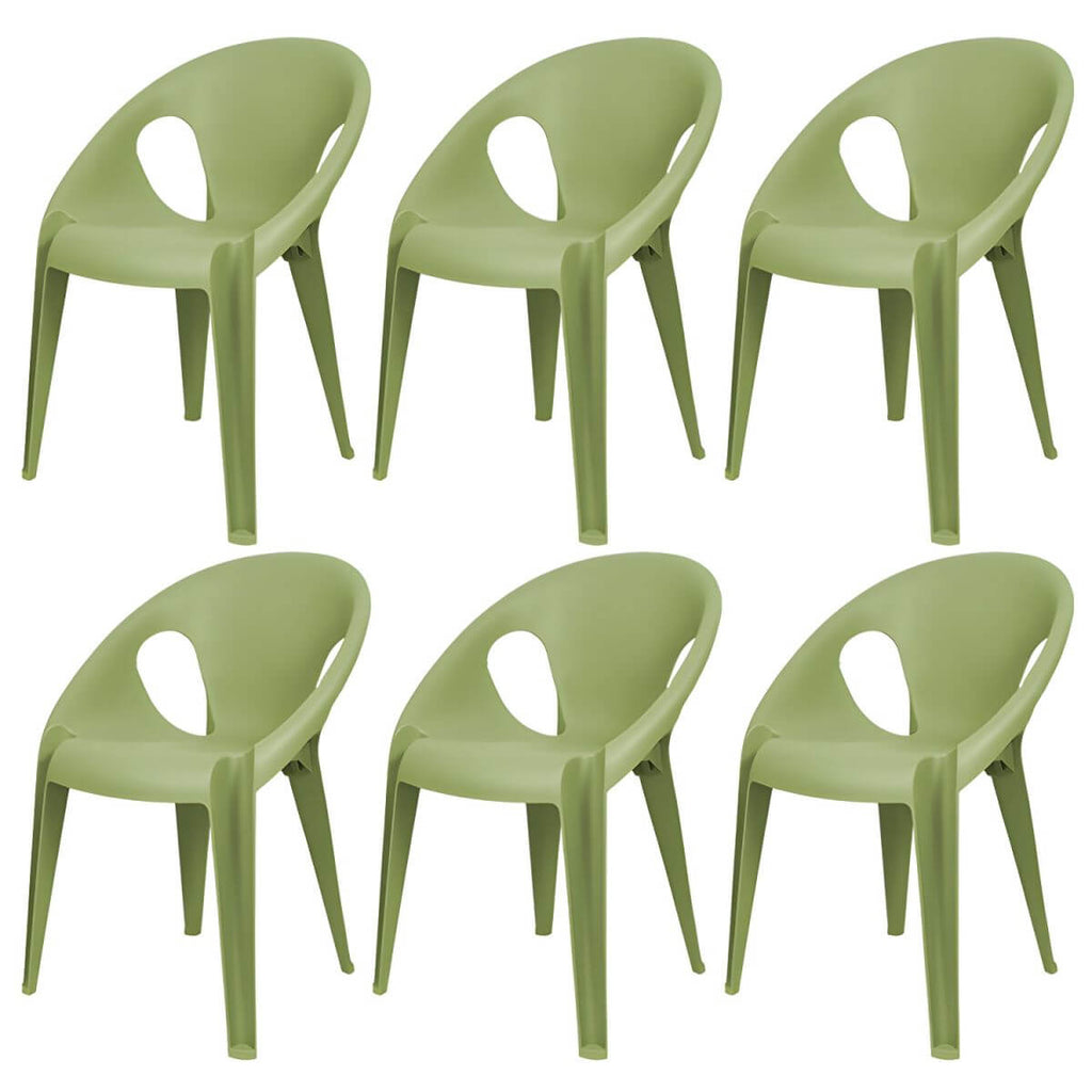 Stackable modern arm chair with open back made of plastic and acrylic for dining