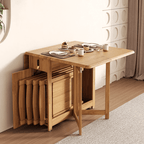 Scandinavian-inspired folding table designed to save space, ideal for family meals and gatherings