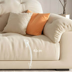 Beige polyester blend sofa with tufted back and pillow top arms, modern and comfortable seating