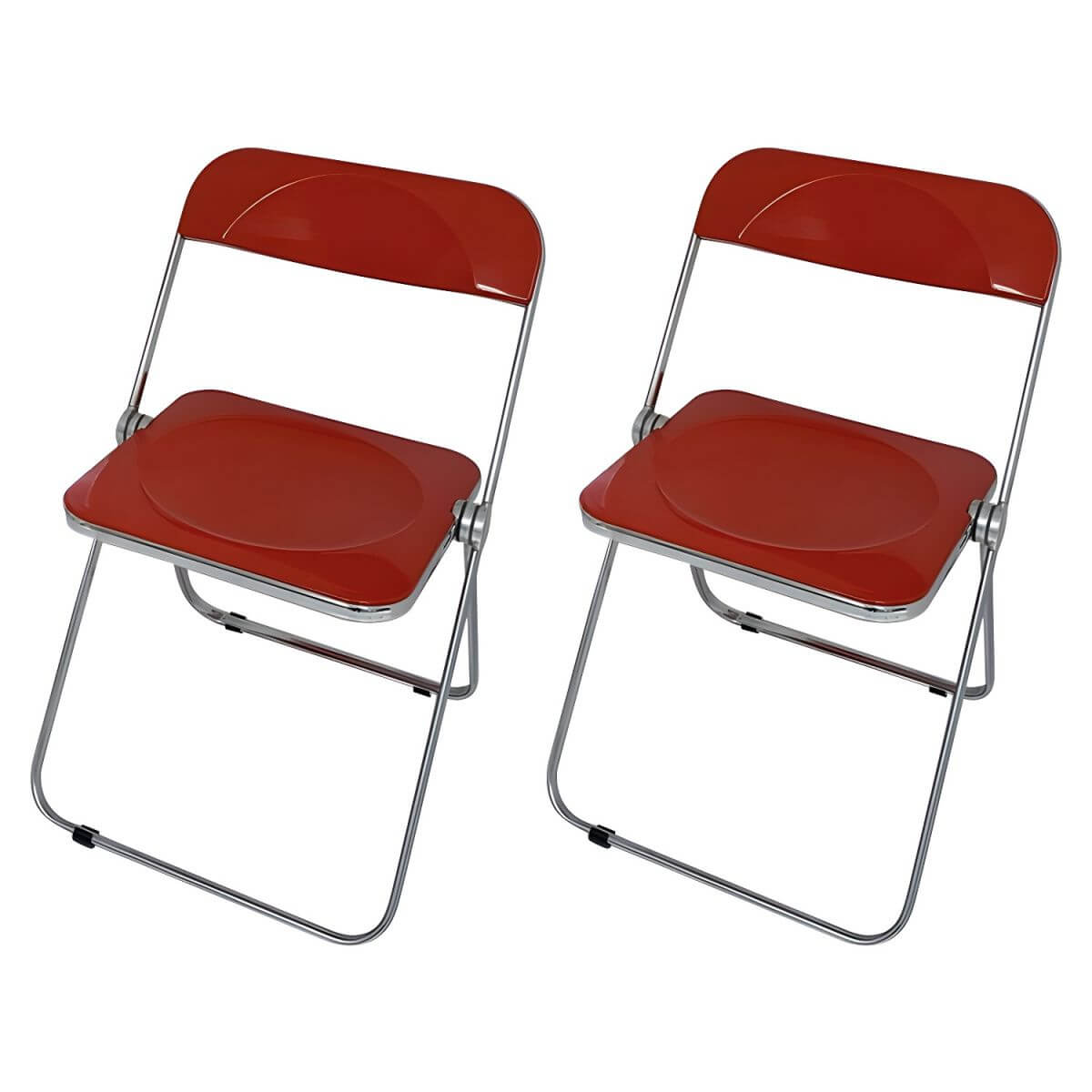 Contemporary acrylic folding armless chair with open back, ideal for dining rooms