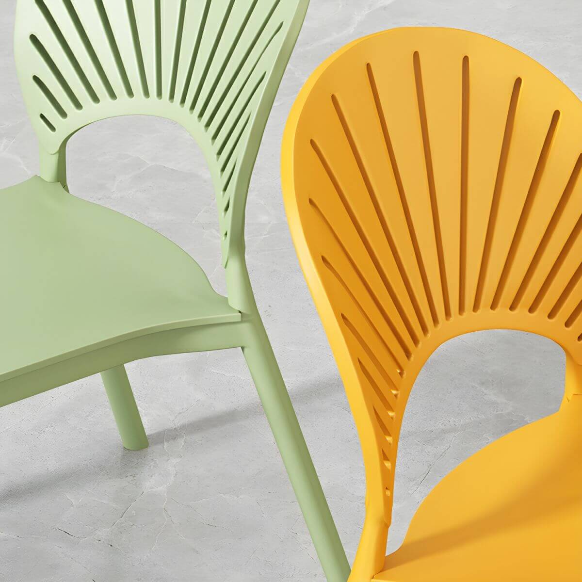 Scandinavian style plastic and acrylic side chair with low back for kitchen and dining