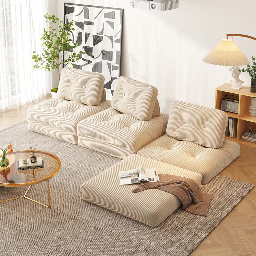Convertible modular floor couch for living room, perfect for flexible seating and lounging