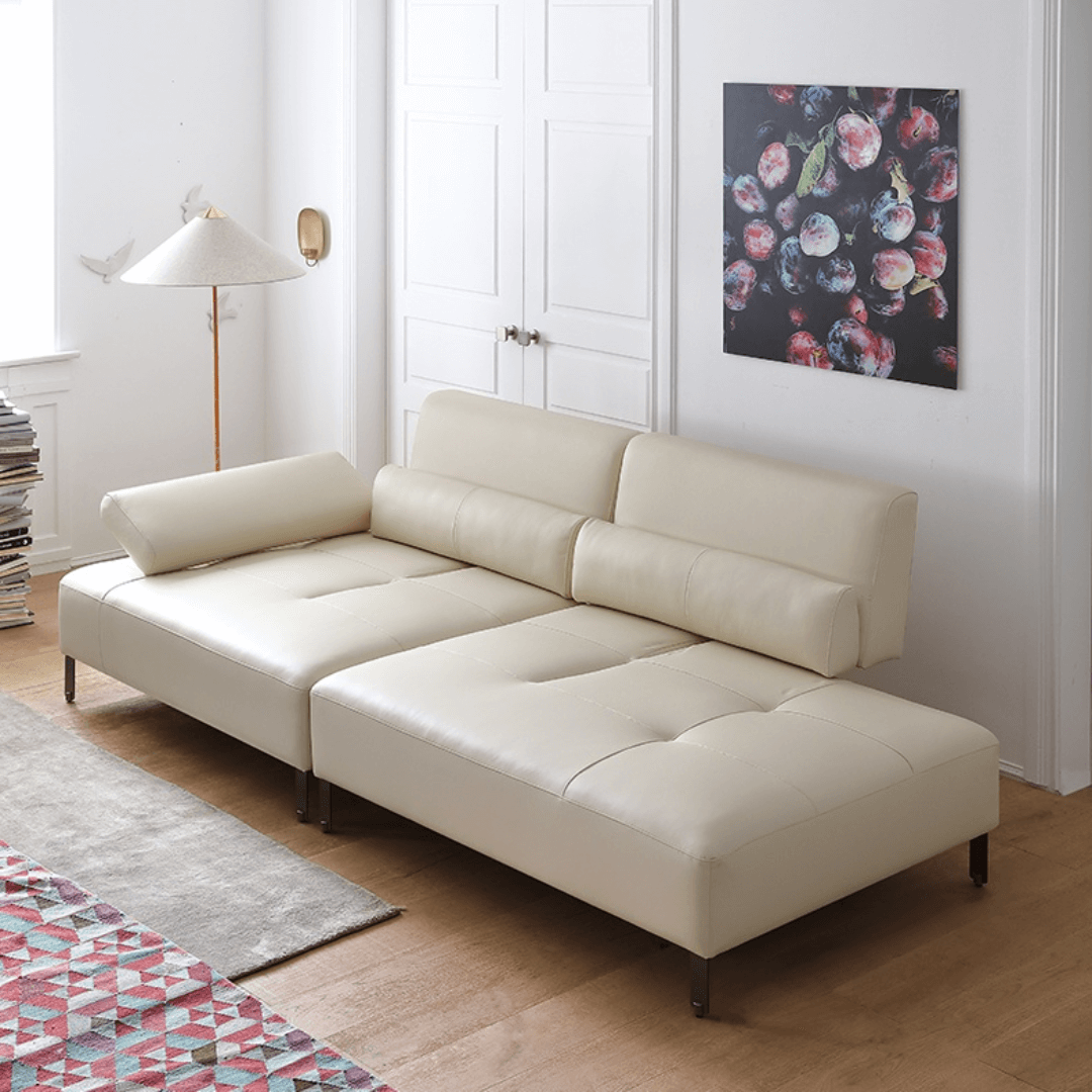 Cream white ergonomic sofa with transformable comfort and contemporary design