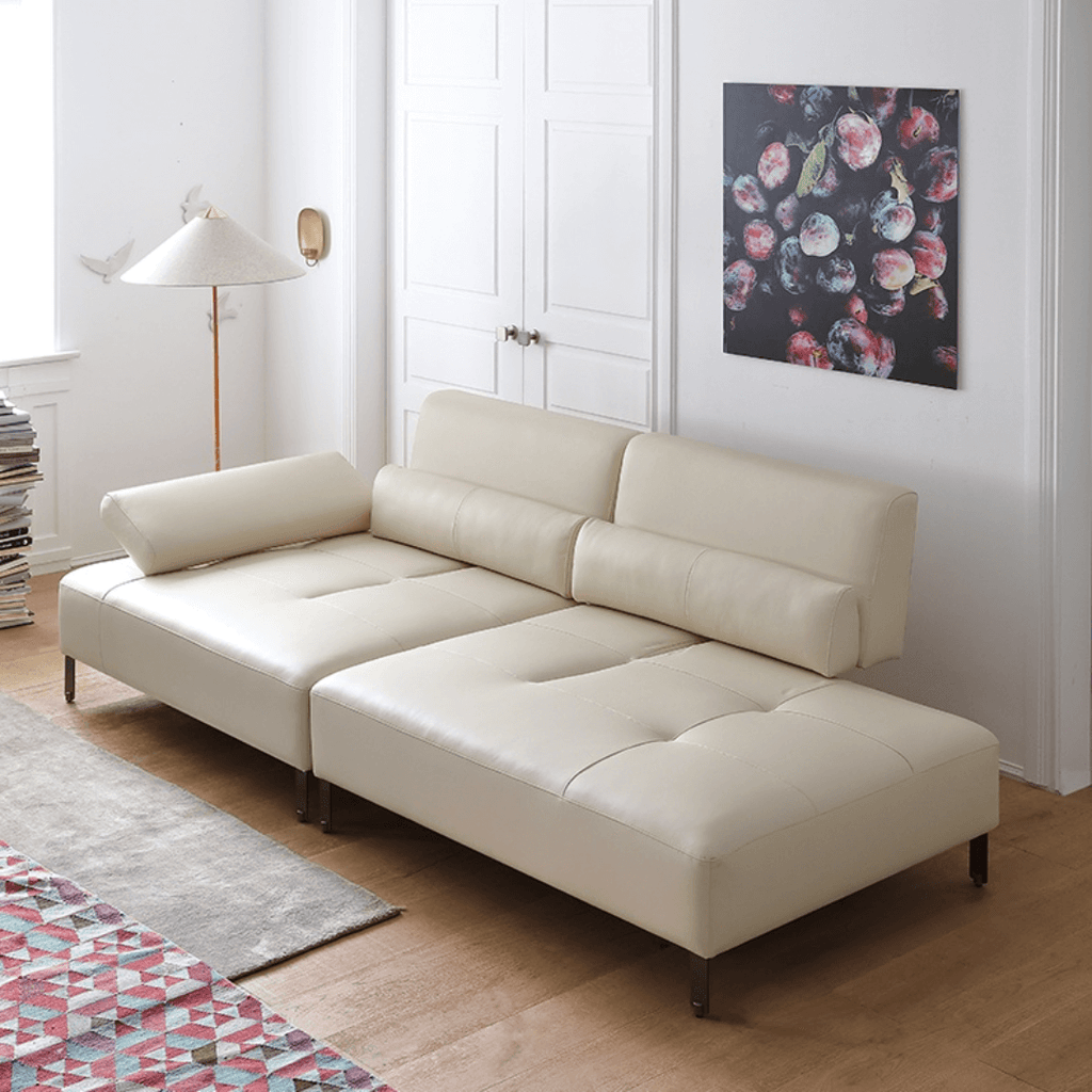 Cream white ergonomic sofa with transformable comfort and contemporary design