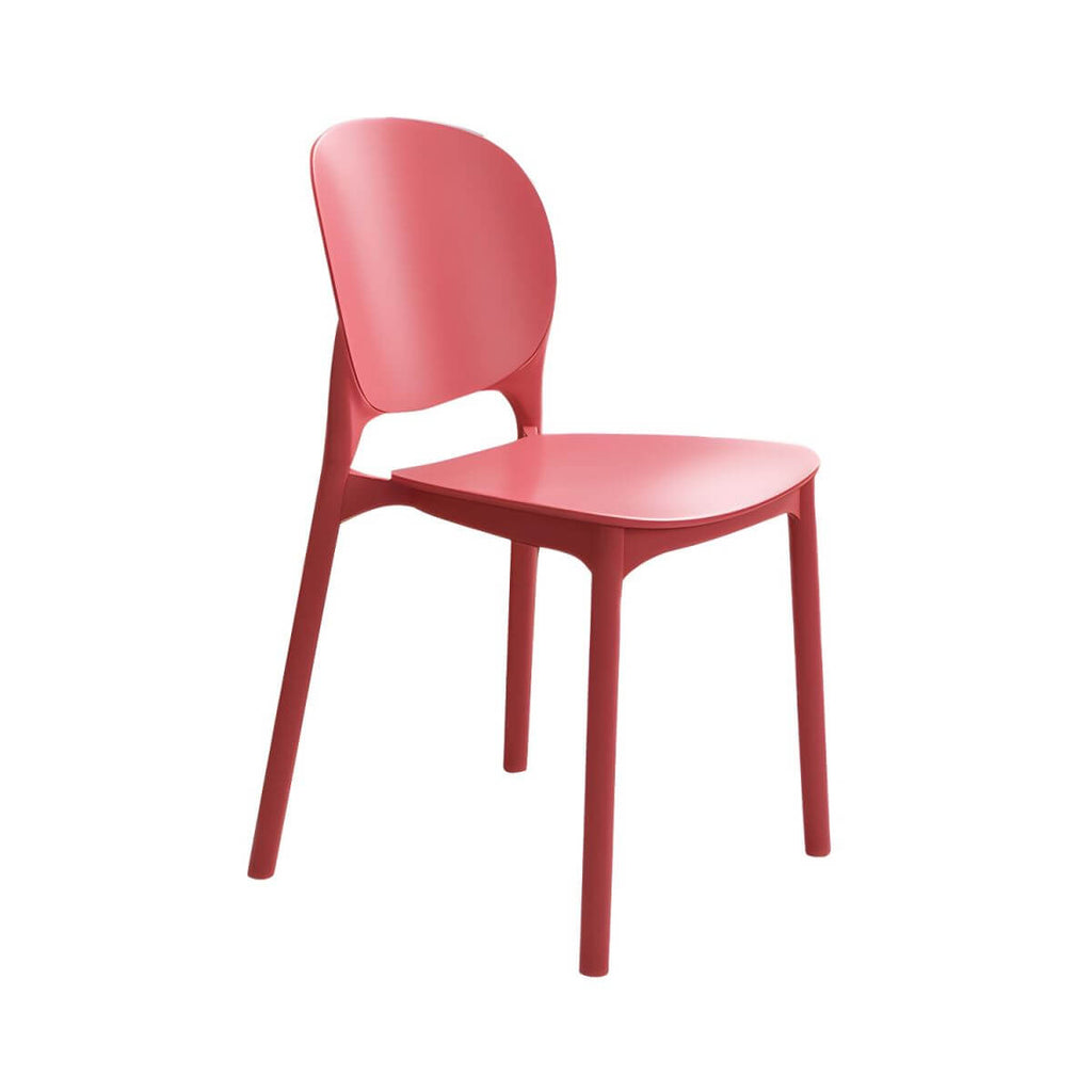Stackable Scandinavian side chair with open back made of plastic and acrylic for dining