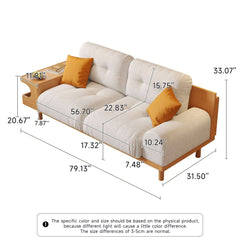 Japandi Wooden Base Sofa with Integrated Cat Den