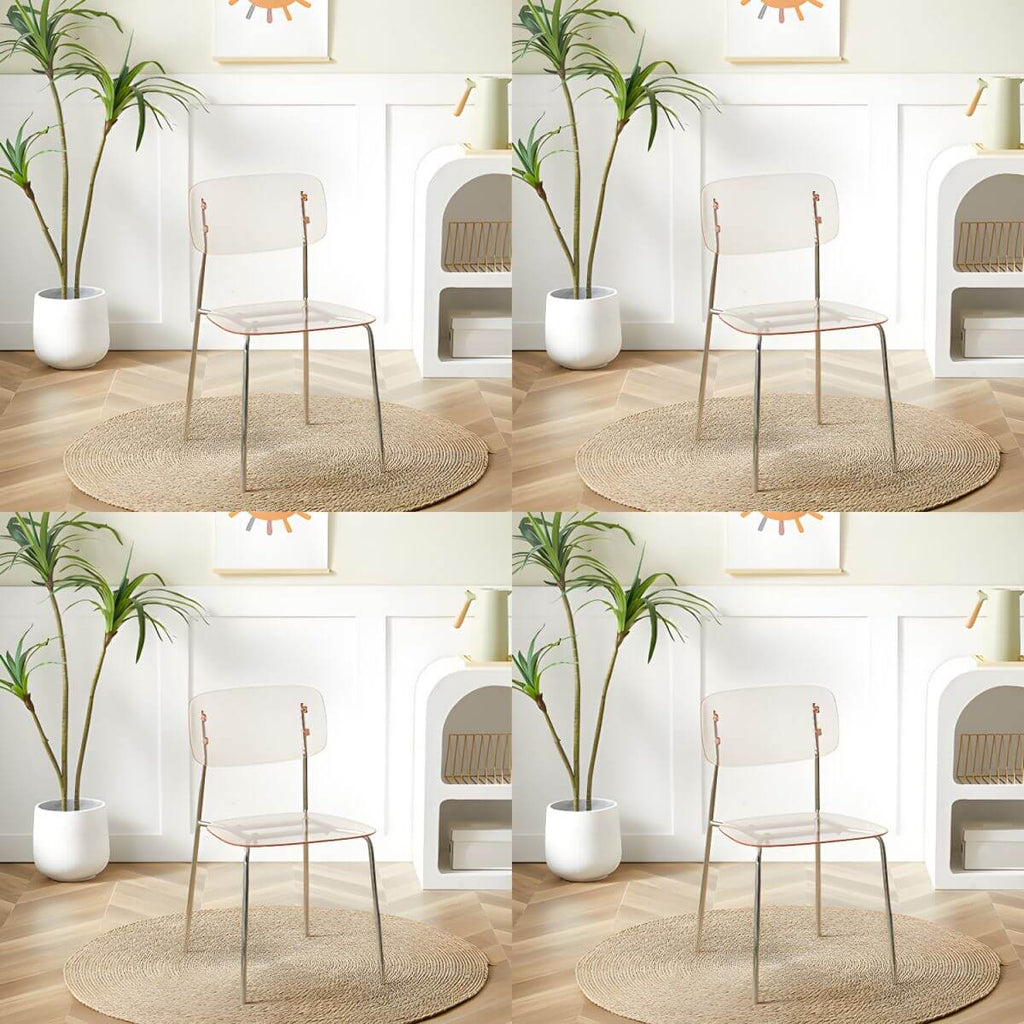 Transparent acrylic dining chair with modern design, perfect for living room and kitchen seating