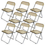 Contemporary acrylic folding armless chair with open back, ideal for dining rooms