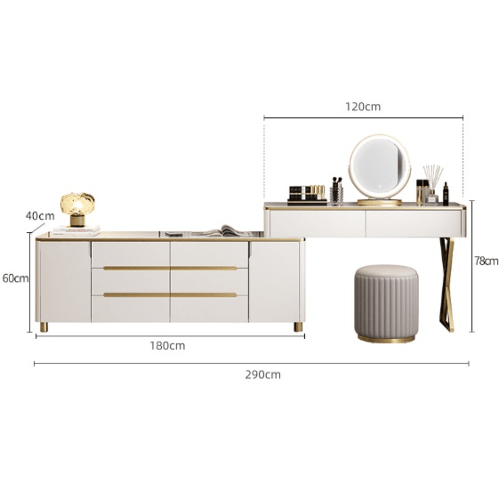 Modern minimalist makeup vanity with storage cabinet, perfect for stylish and elegant spaces