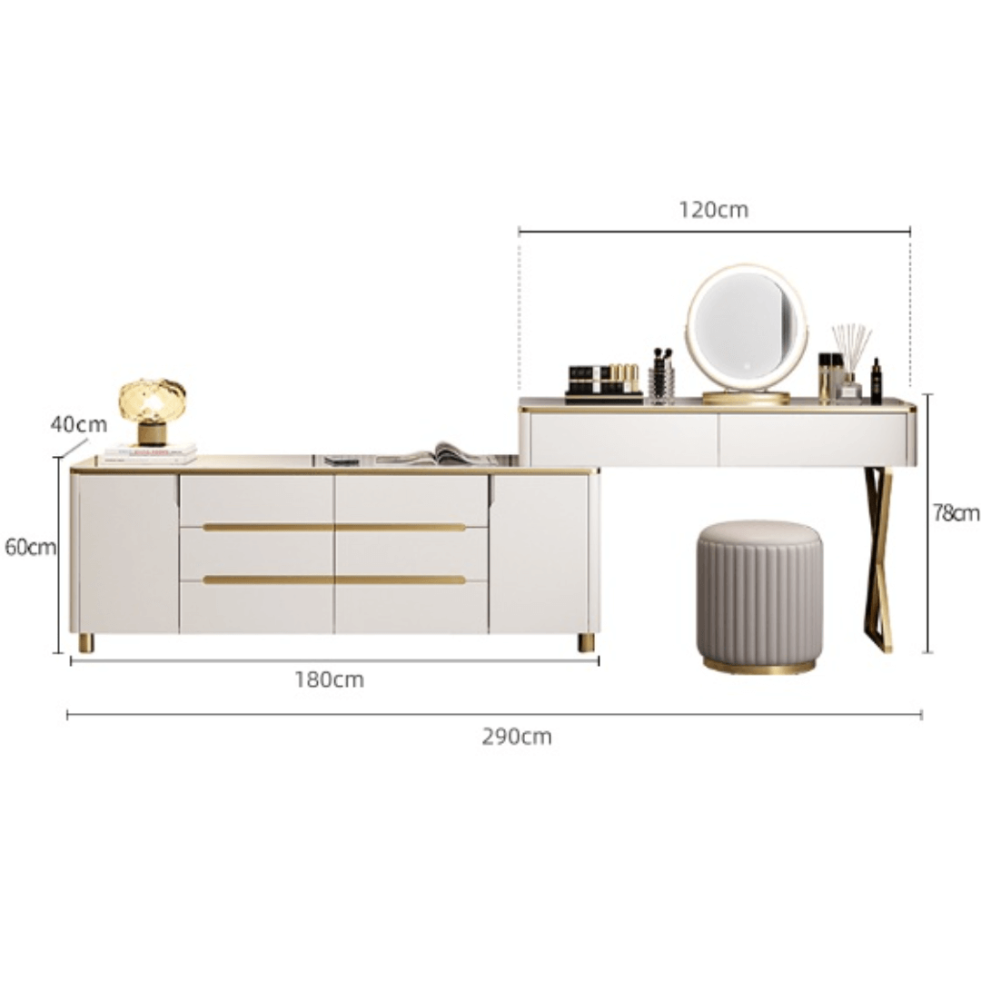Modern minimalist makeup vanity with storage cabinet, perfect for stylish and elegant spaces