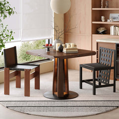 Nordic Style Solid Wood Fold Square Extendable Round Dining Table with LED Light