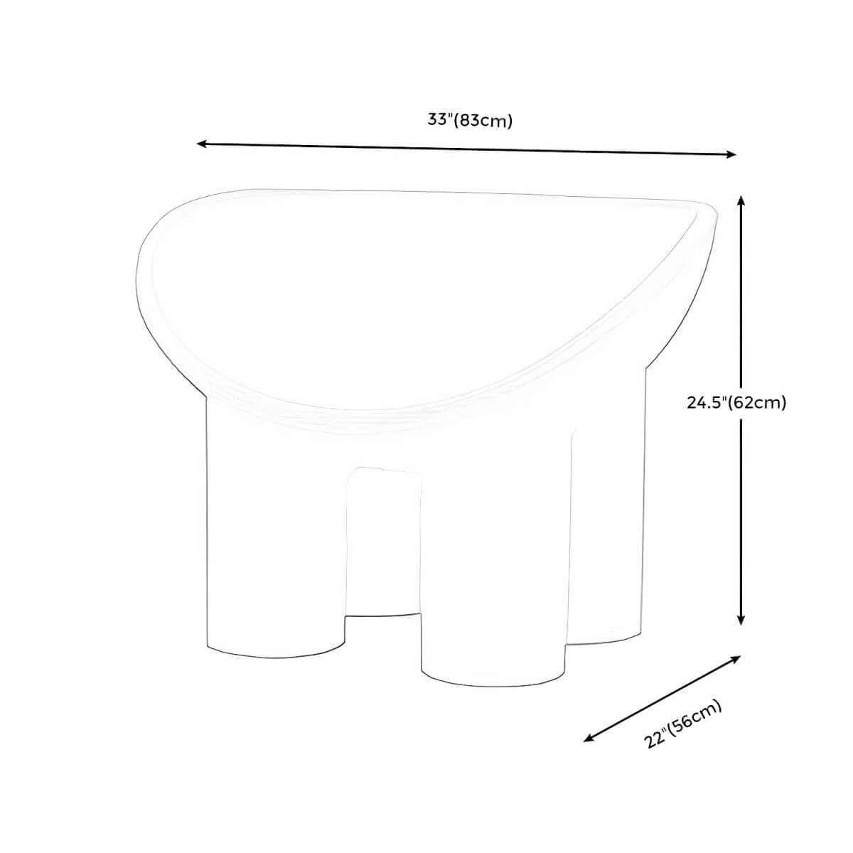 Modern armless papasan accent chair with bowl shape and elephant legs