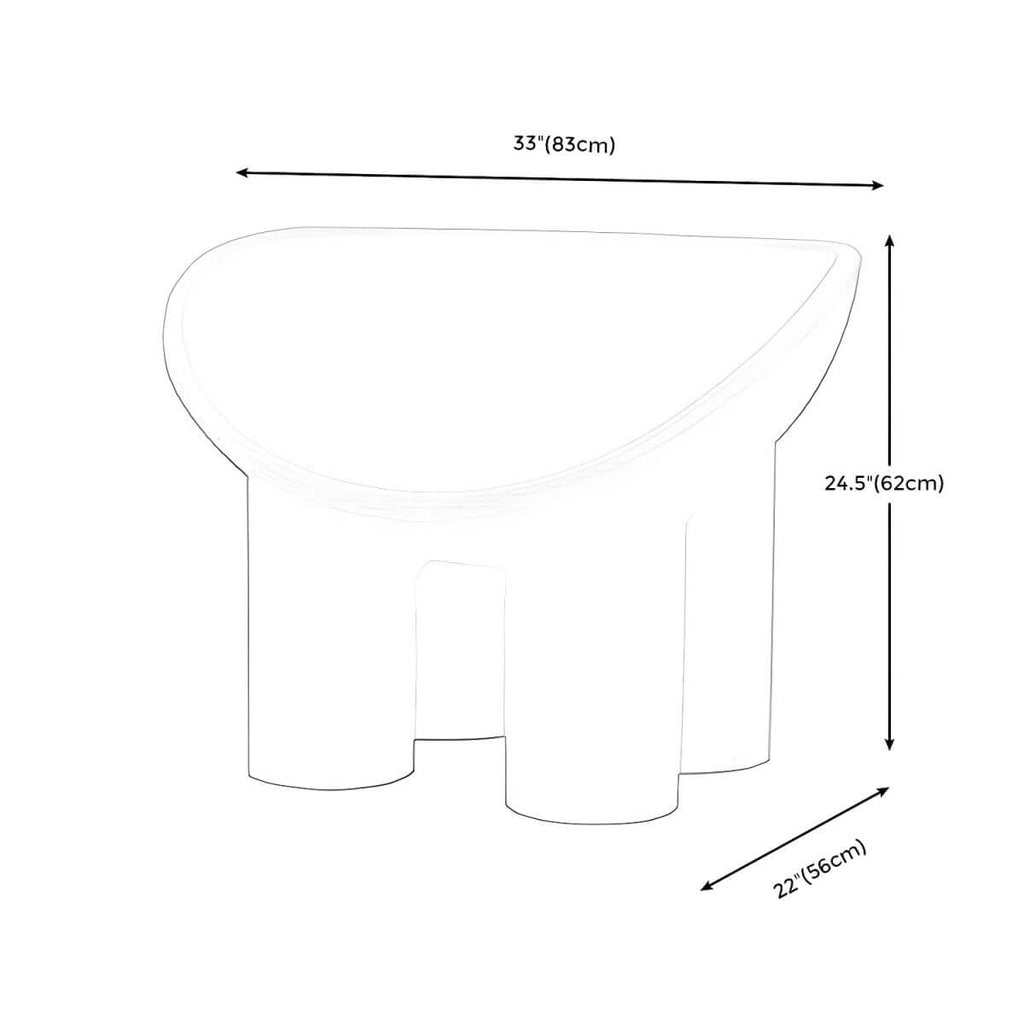 Modern armless papasan accent chair with bowl shape and elephant legs