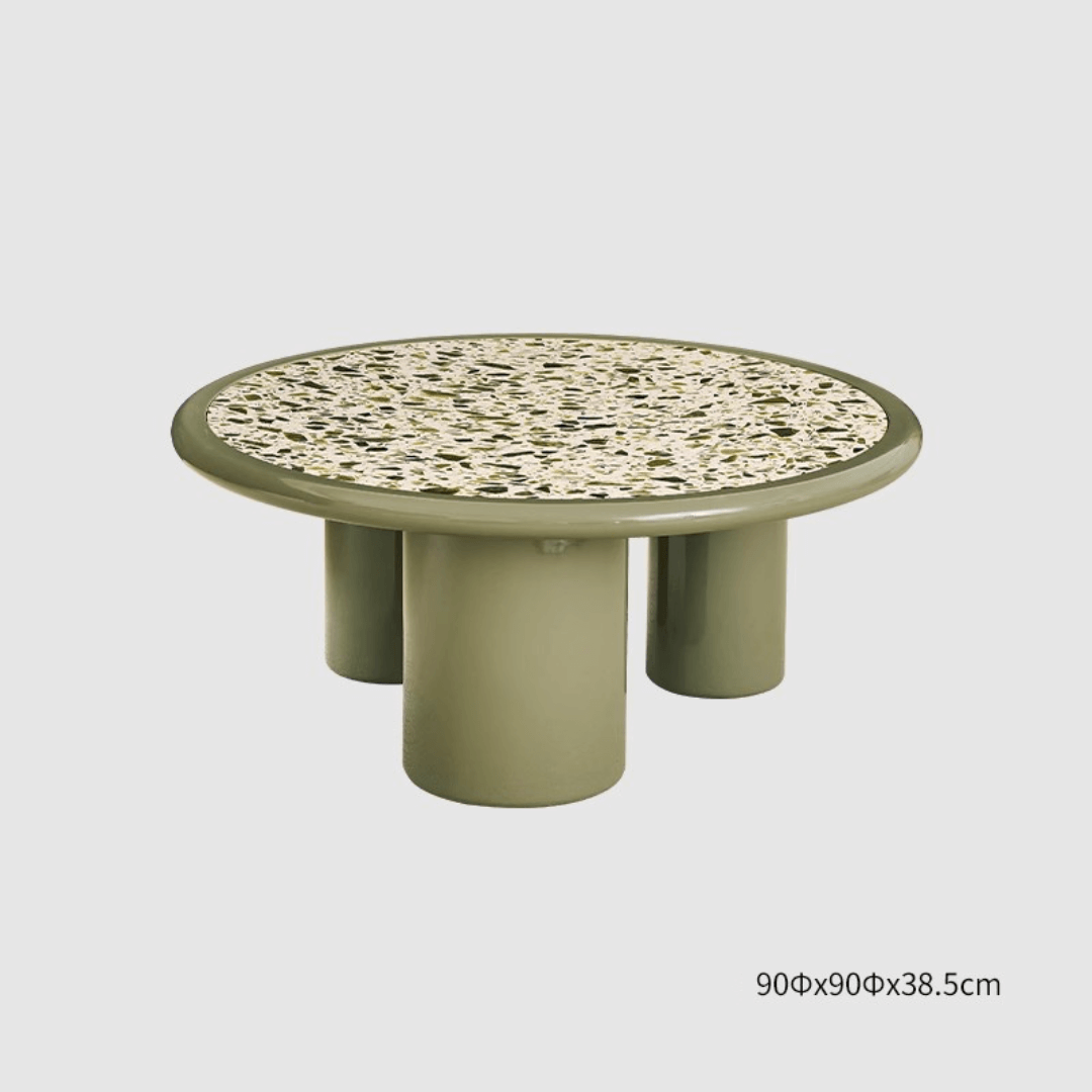 Green terrazzo coffee table set with modern design for stylish living rooms