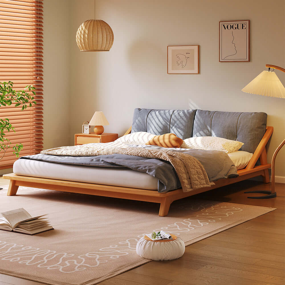 Double bed made of solid wood with tatami design for a natural and sturdy sleeping experience