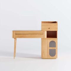 Wooden Makeup Vanity Table Large Capacity with Side Cabinet and Drawers