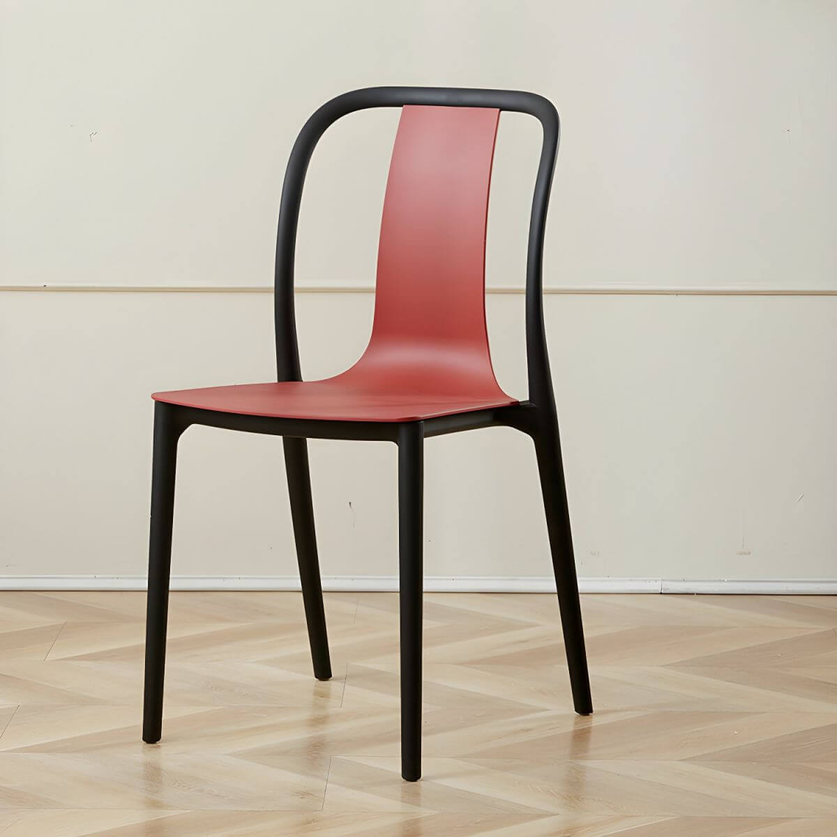 Low-back plastic and acrylic side chair with modern style for kitchen and dining areas