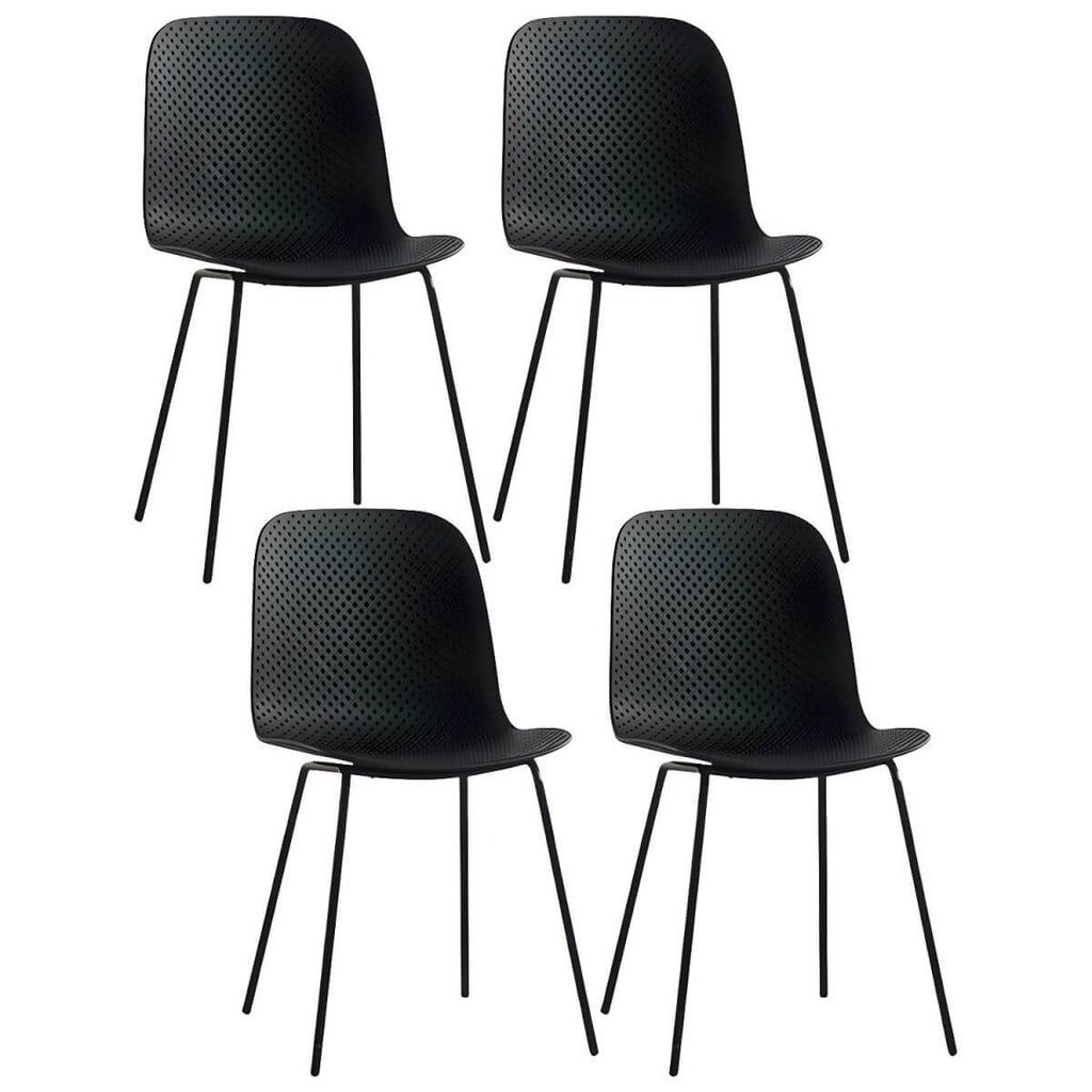 Scandinavian stackable kitchen chair with plastic and acrylic seat and metal legs