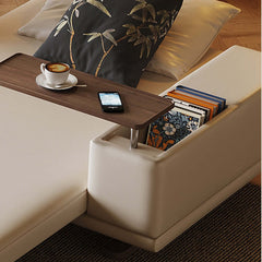 Modern Minimalist Folding Sofa bed with Reversible Armrests & Adjustable Side Table