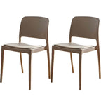 Scandinavian plastic and acrylic dining chair with low backrest and armless design