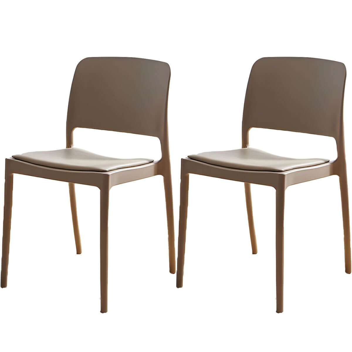 Scandinavian plastic and acrylic dining chair with low backrest and armless design