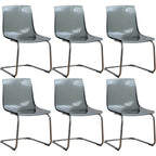 Scandinavian style plastic and acrylic dining side chair with silver legs, non-upholstered design