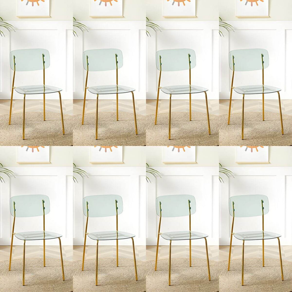 Transparent acrylic dining chair with modern design, perfect for living room and kitchen seating