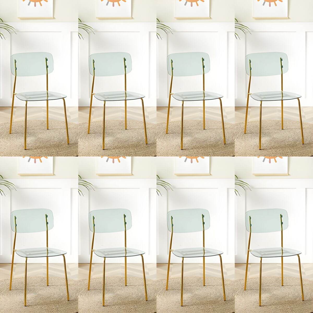 Transparent acrylic dining chair with modern design, perfect for living room and kitchen seating