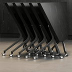 Black folding conference table with 360-degree casters for flexible workspace setups