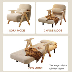 Foldable Reclining Sofa with Armrest  Cotton Linen