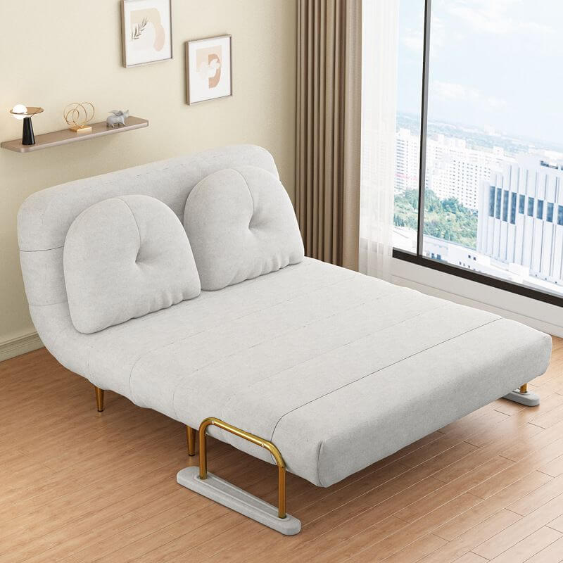 Convertible sofa sleeper with tufted back and polyester fiber upholstery
