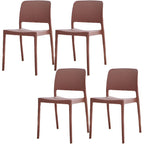 Scandinavian plastic and acrylic dining chair with low backrest and armless design