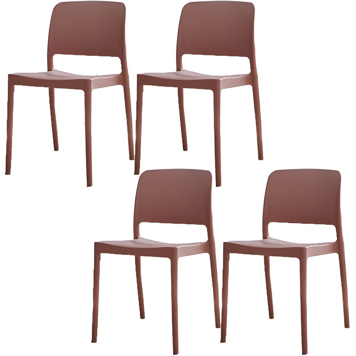 Scandinavian plastic and acrylic dining chair with low backrest and armless design