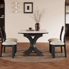 Luxury Sintered Stone Square to Round Convertible Telescopic Marbling Dining Table
