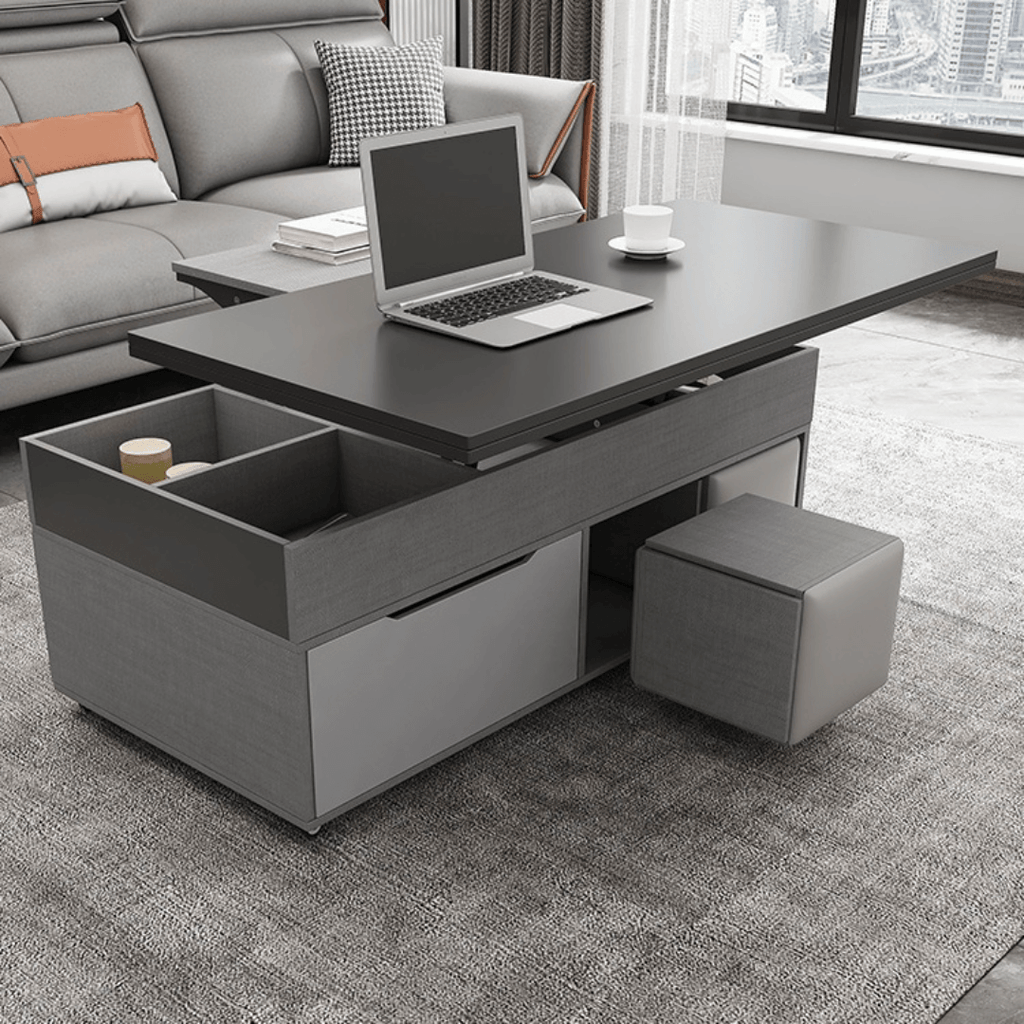 Practical and Chic Gray Lift Tables for Optimal Space Efficiency