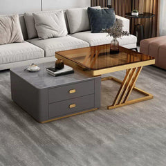 Square Steel Frame Modern Nesting Coffee Tables Set with Small Table, 2-Piece Collection Coffee Tables