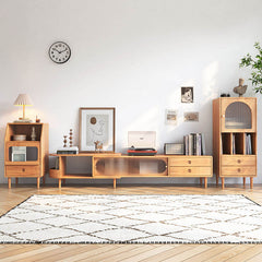 Extendable TV Stand Storage Sliding Glass Door Media Console