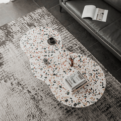 Table basse contemporaine en terrazzo - Idéale pour les petits logements et les bureaux chics