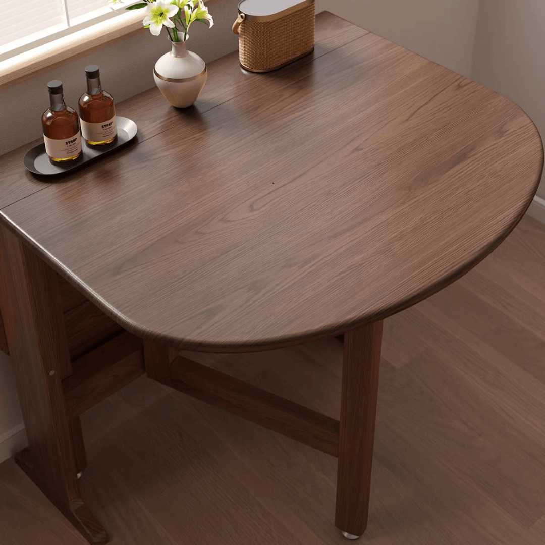 Wooden round folding table ideal for versatile home use and easy storage